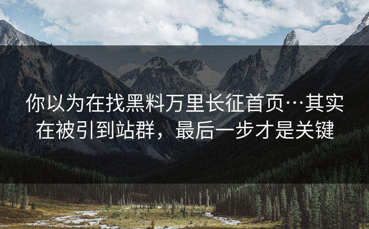 你以为在找黑料万里长征首页…其实在被引到站群，最后一步才是关键