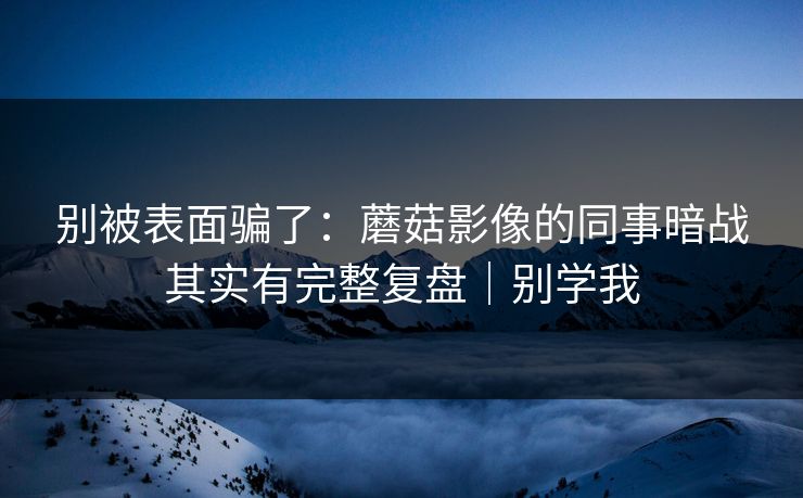 别被表面骗了：蘑菇影像的同事暗战其实有完整复盘｜别学我