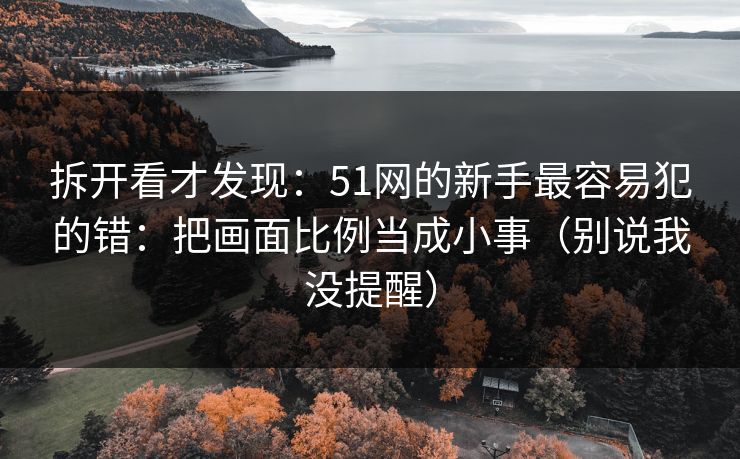拆开看才发现:51网的新手最容易犯的错:把画面比例当成小事(别说我没提醒) 拆开看才发现:51网的新手最容易犯的错:把画面比例当成小事(别说我没提醒)