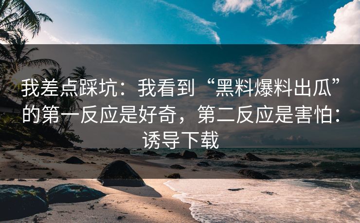我差点踩坑：我看到“黑料爆料出瓜”的第一反应是好奇，第二反应是害怕：诱导下载