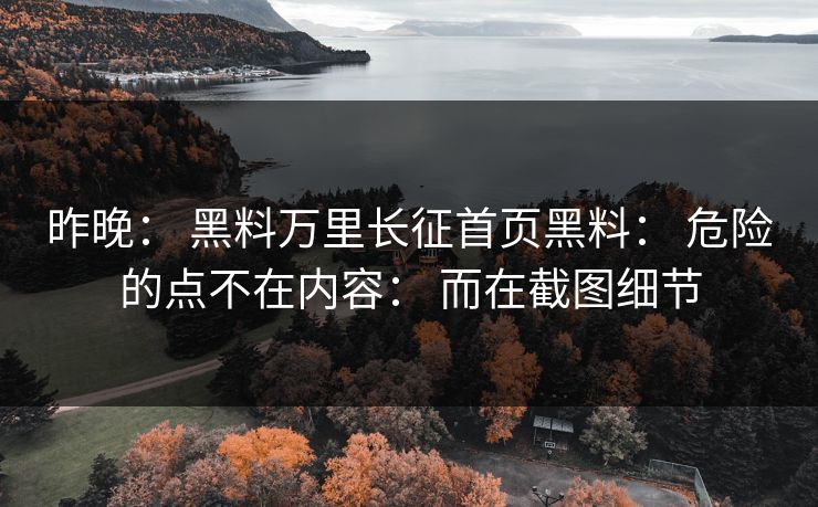 昨晚： 黑料万里长征首页黑料： 危险的点不在内容： 而在截图细节